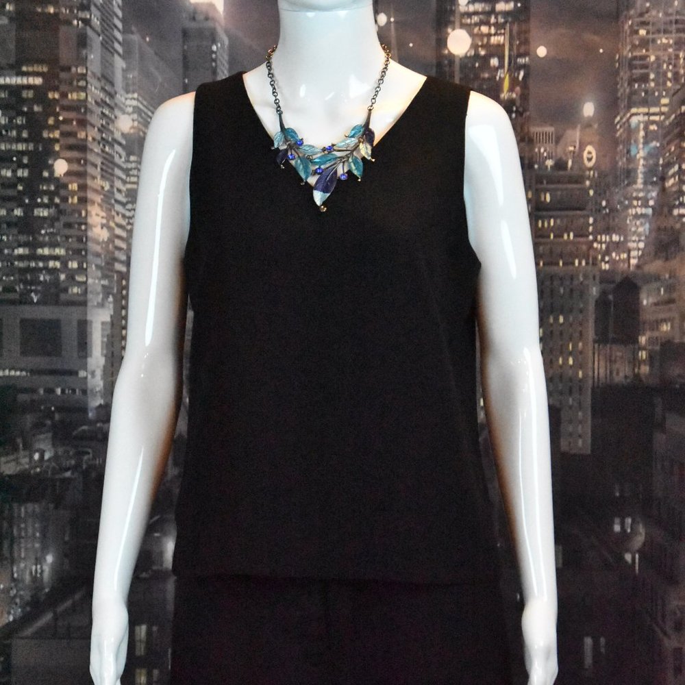 Harve Benard sz 6 Jet Black Lined Sleeveless Zip Back Dress Blouse - Like New!